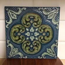 Italian Porcelain Tile Hot Plate Trivet 6 X 6 Navy Green Decorative Art Tile picture
