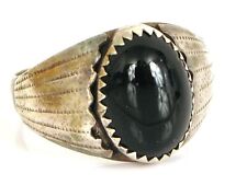 VTG BEAUTIFUL STERLING SILVER NATIVE AMERICAN CLASSIC BLACK ONYX RING S10 picture