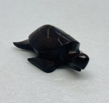 Vintage 1970s Hand Carved Mahogany Turtle Solid Wood Figurine 3” Art Decor 26 picture