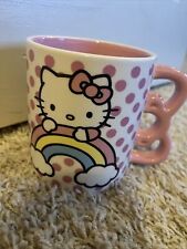 NEW 20oz Hello Kitty Rainbow Shaped Handle Ceramic & Poka Dots Mug picture