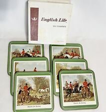 Vintage English Life English Fox Hunting Six Coaster Set * Rare Color picture