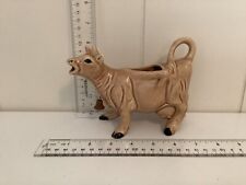 vintage ceramic COW creamer with bell, tan brown EUC picture