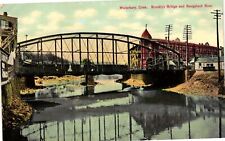 Vintage Postcard- L923. BROOKLYN BRIDGE NAUGATUCK, WATERBURY, C. UnPost 1910 picture