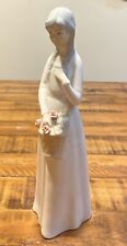 Porcegama Valencia Hand Painted Lady Porcelain Figurine Holding A Básquet Roses picture