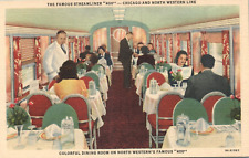 Chicago Northwestern Streamliner 400 Railroad North Coast Dining Room Postcard picture