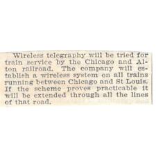 Chicago & Alton Railroad Wireless Telegraphy Test 1905 Magazine Ad AF1-NES1 picture