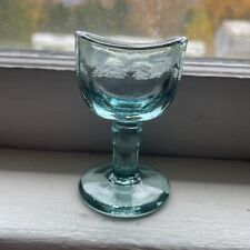 Vintage Rosso Glass Light Aqua Teal Blue Paneled Tall Pedestal Eye Wash Cusp picture