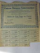 Vintage share certificate Stocks actions compagnie universelle cinematographique picture