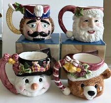 Lot of 4 Mercuries Ceramic Mugs in Original Boxes Santa Snowman Nutcracker Bear picture