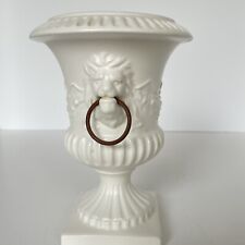 Vintage Napco Urn Planter Lion Head Handle Creamy White French Country picture