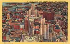 c1940 Aerial View Downtown Civic Center Buffalo NY P461 picture