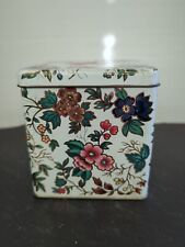 Vintage Daher Tea Tin Container England Floral square with hinge lid picture
