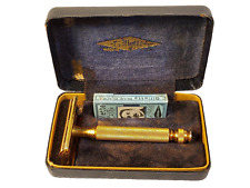 Vintage Gillette Ball End Safety Razor with Case & New Spare Blades picture
