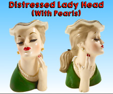 Distressed Vintage Lady Head W/Pearls: Yikes, Two of My Fingers are Missing picture