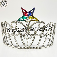 OES Crown, Masonic OES Freemason Associate Grand Matron Crown Silver tone + Case picture