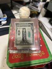 Vintage The Shrinking Dollar Rippled Bill Inside Lucite Paperweight picture