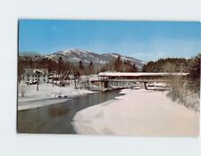 Postcard Covered Bridge and Moat Mountain Range from Saco River Conway NH USA picture