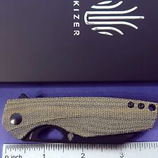 Kizer Knife Sparrow Tactical Flipper Liner Lock Canvas Micarta Handles 154CM picture
