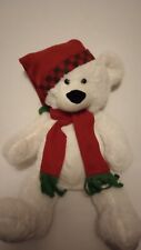Christmas White Teddy Bear Red Green Scarf Hat Hugfun Plush 20