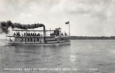 RPPC West Okoboji Lake Iowa Passenger Boat Queen Ferry Photo Vtg Postcard C10 picture