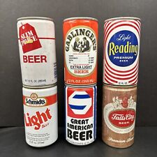 Vintage 70s Lot of 6 Pull Tab Pop Top Beer Cans Decor Schmidts Reading Slim Brew picture