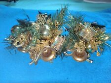 Vintage Set Of 3 Gold Glitter Christmas Floral Picks Presents Bells Apples Etc. picture