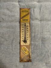 Old Vintage Tin Over Wood Arbuckles Coffee Thermometer  picture