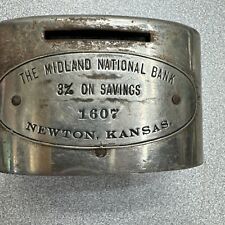 Vtg The Midland National Bank of Newton Kansas Advertising Coin Bank 1607 Saving picture