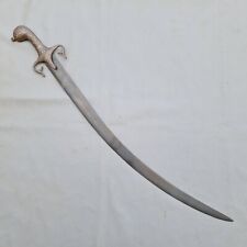 Vintage Mughal Islamic Indo-Persian Silver Damascened  Wootz Smashir Sword  picture