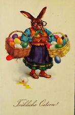 Delightful Fantasy 1915 Dressed Rabbit delivering Easter Eggs EAS Germany Berlin picture