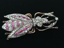 FABERGE Brooch Antique Imperial Russian 56 Gold 14K Diamond Ruby Romanov Jewelry picture