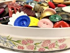 Estate Sale Tin of Sewing Buttons. Unique and Colorful. Vintage-Modern. picture