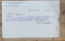 1897 Letterhead Dallas Texas Consolidated Steel and Wire Company picture