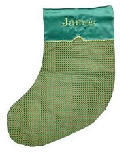 17” James Personalized Christmas Stocking Check Cotton Satin picture
