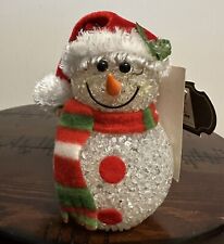 Vintage Melted Plastic Color Changing Snowman Battery Operated New With Tags 5” picture