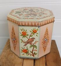 Vintage DAHER of England Octagon Shape Lidded Candy Tin, Birds & Flowers Design picture