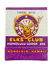 Vtg Match Book Elks Club Lodge 616 Honolulu Hawaii B.P.O.E. Waikiki Cervis Alces picture