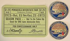 Vintage 1973 Pensacola Florida Interstate Fair Ticket + 2 Advertising Stickers picture