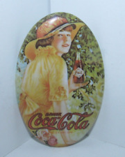 Coca-Cola 1973 Memorabilia Vintage Woman Oval Pocket Mirror (L) picture