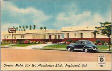 INGLEWOOD, California Postcard GENEVA MOTEL Manchester Blvd. Linen c1940s Unused picture