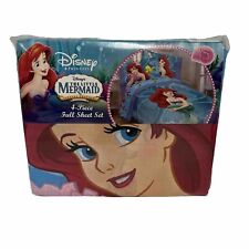 Disney Little Mermaid 4 Piece Full Sheet Set Flat, Fitted&2 Pillowcases picture