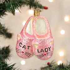 Old World Christmas CAT LADY SLIPPERS (32662) Glass Ornament w/OWC Box picture