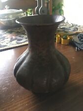 Antique Copper Metal Vase - ribbed- 6x 5 inches picture