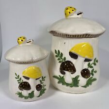 Vintage Mushroom Ceramic Canister 7” and 10” set of 2 picture