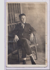 Real Photo Postcard RPPC - Young Prisoner Convict in  Jail Cell - Social History picture