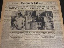 1937 SEPTEMBER 12 NEW YORK TIMES SPORTS SECTION- BUDGE BRATS VON CRAMM - NT 7007 picture