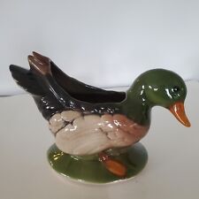 VTG MCM MR. CERAMICS Porcelain Mallard Duck Planter/Vase #2086 Pristine No Flaw picture