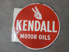 PORCELAIN KENDALL ENAMEL SIGN 18X18 INCHES DOUBLE SIDED WITH FLANGE picture
