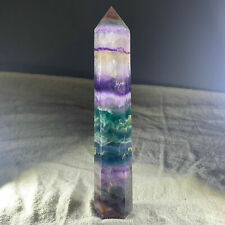A+A+1pc Natural rainbow fluorite quartz Crystal obelisk Point Healing Wand 150g+ picture