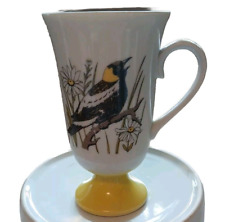 Vintage Fred Robert Song Bird  Coffee Tea Yellow Pedestal Cup  Porcelain A0002 picture